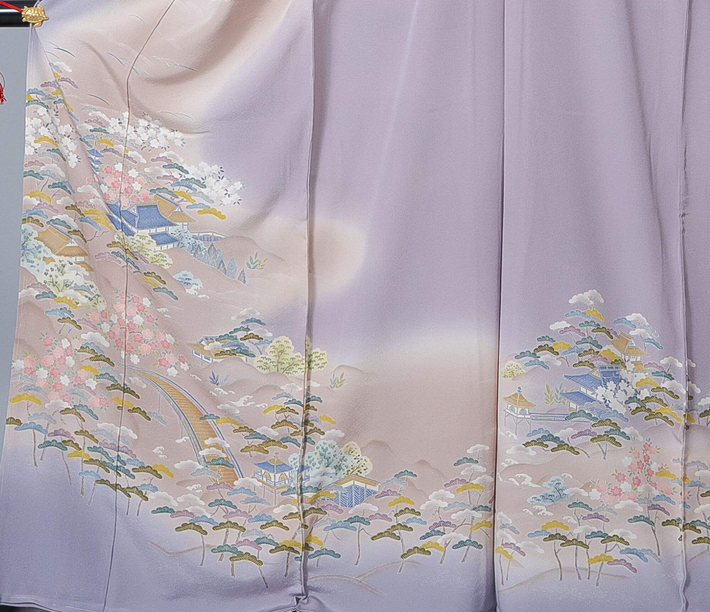 新品【訪問着】 藤色系 茶屋辻柄|友禅染め 絹100% 八掛付き 未仕立て