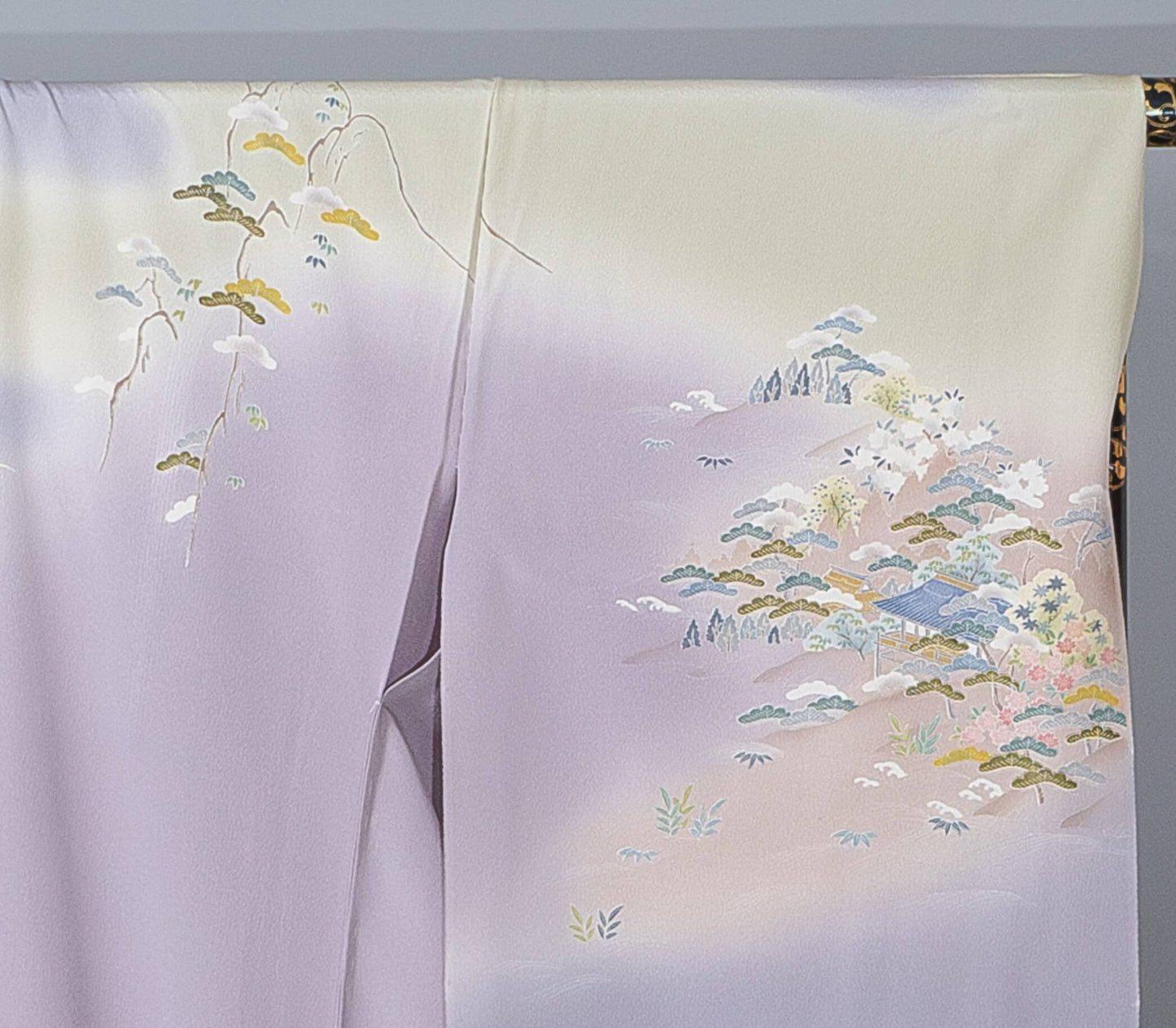 新品【訪問着】 藤色系 茶屋辻柄|友禅染め 絹100% 八掛付き 未仕立て