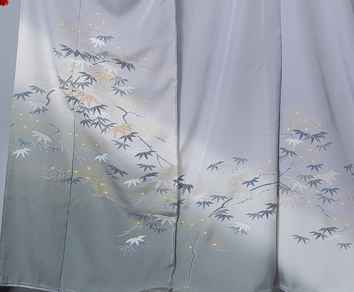 新品【訪問着】 | グレー系 笹×松|友禅染め 絹100% 八掛付き 未仕立て